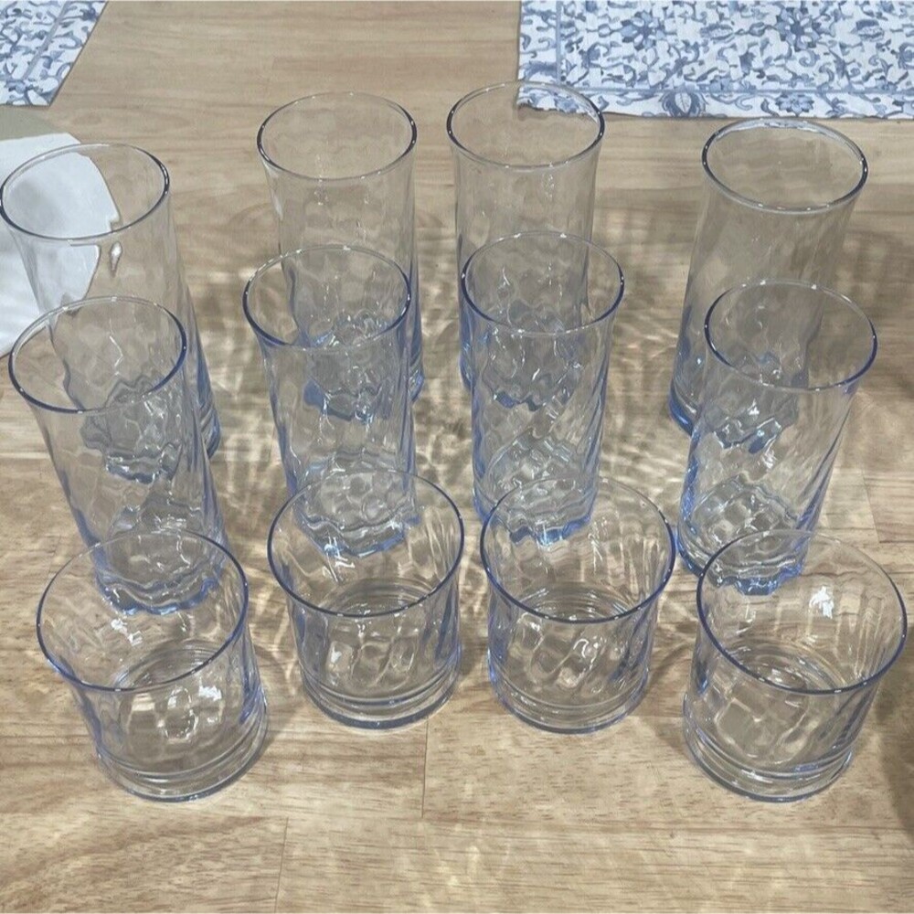 12 Pc. Ice Blue Swirl  Glasses Possible Libby No Mark  Granny Core VTG